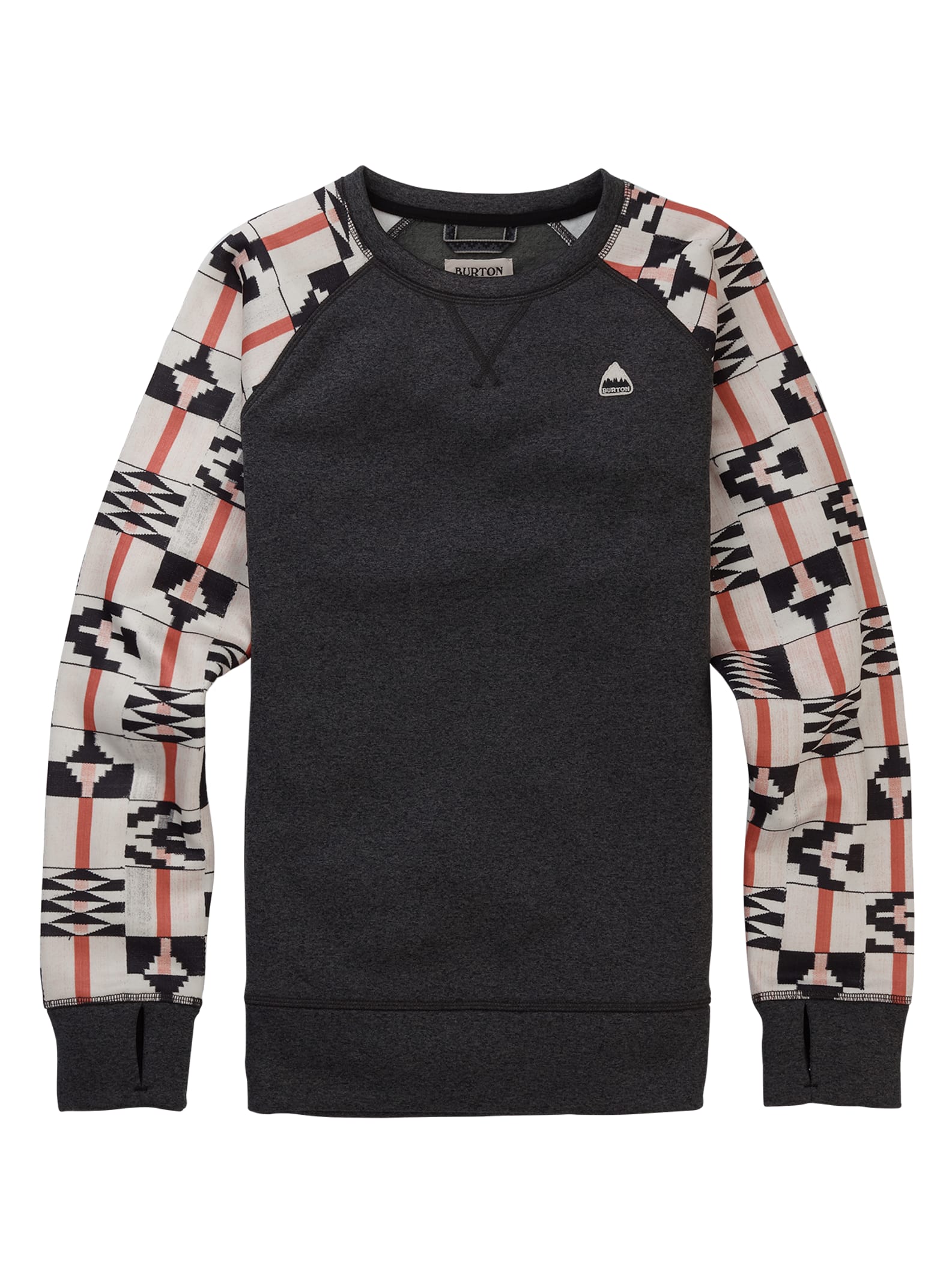 Burton - Sweat ras du cou Oak femme, Phantom Heather / Burnt Sienna Brickstripe, L