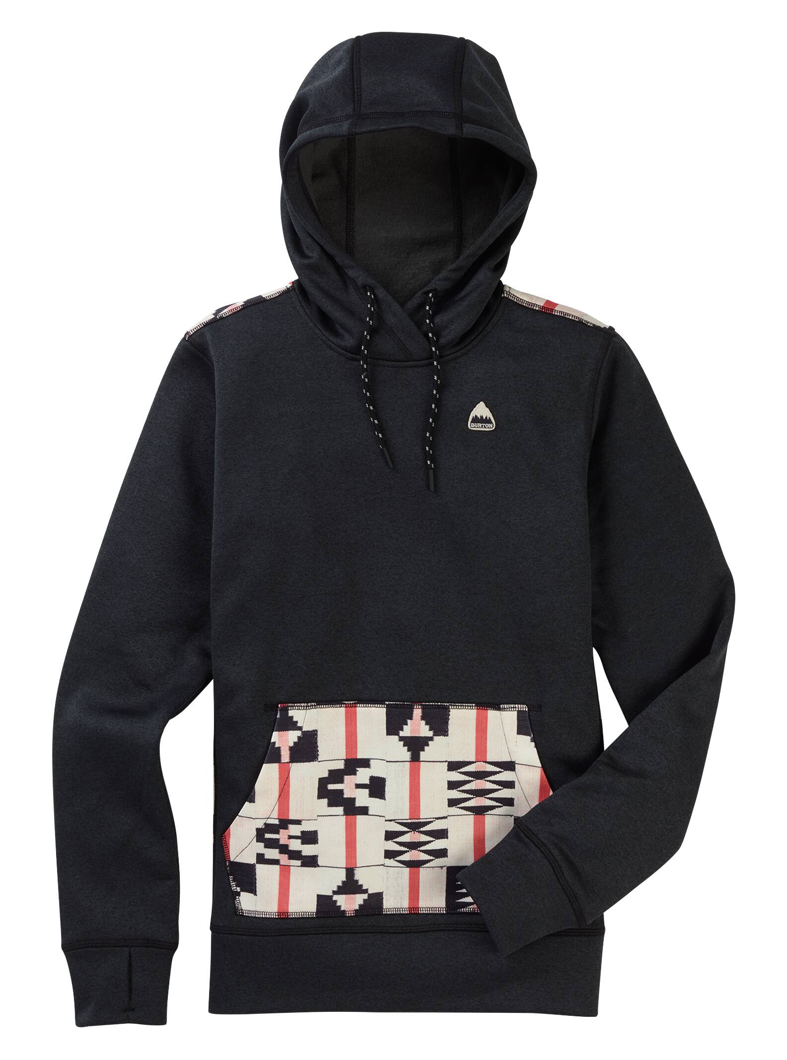 Burton - Sweat à capuche Oak femme, True Black Heather / Burnt Sienna Brickstripe, L