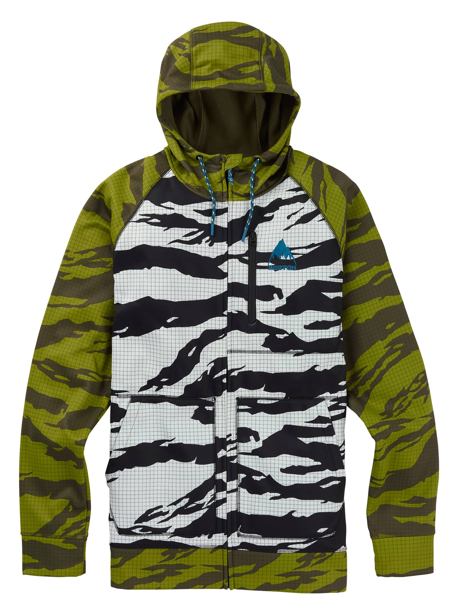 Burton - Sweat à capuche zippé à coutures collées Crown homme, Keef Tiger Ripstop / True Black Tiger