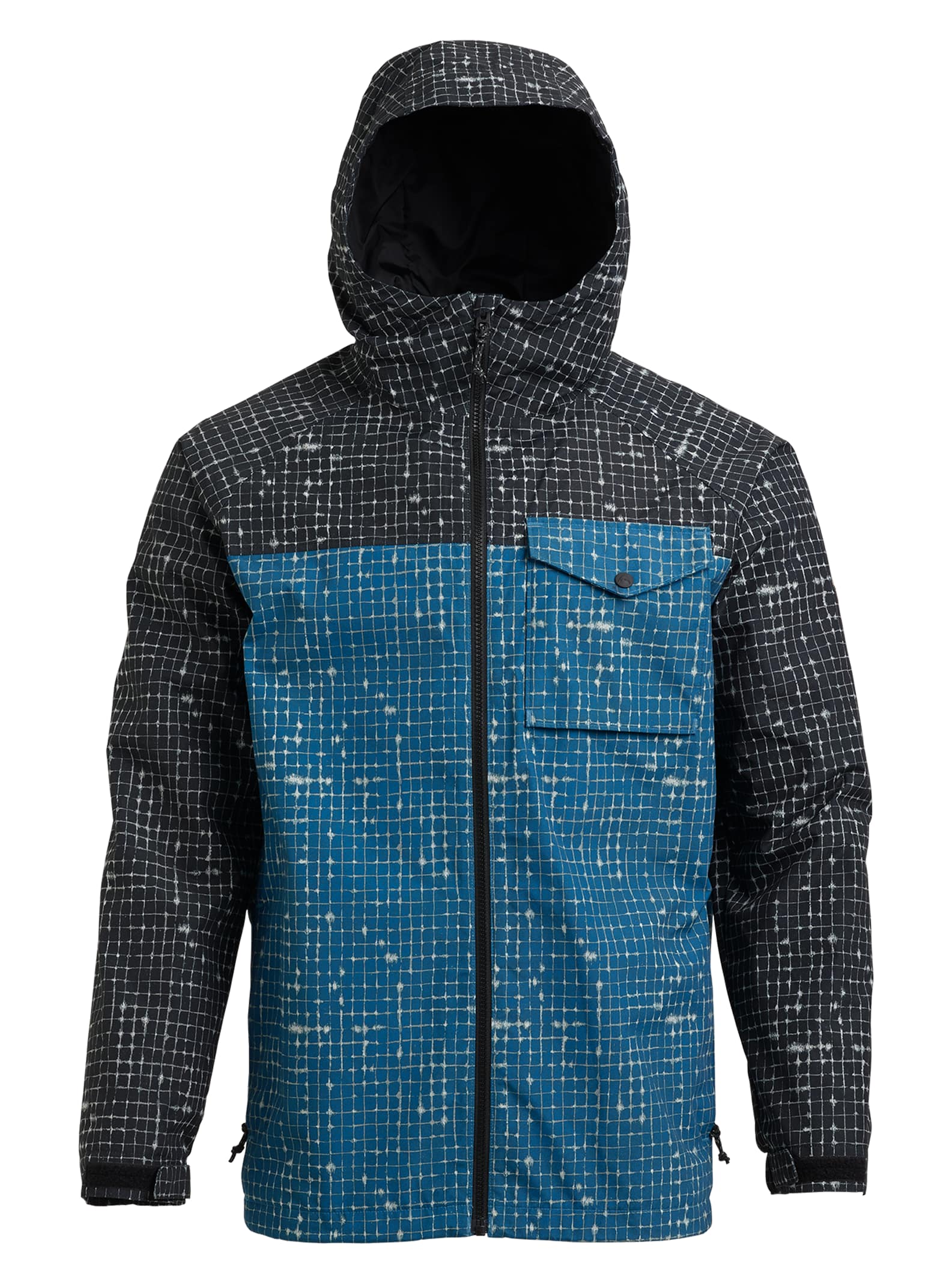 Burton - Veste imperméable Portal homme, True Black Ripstop / Blue Sapphire Ripstop, XXL