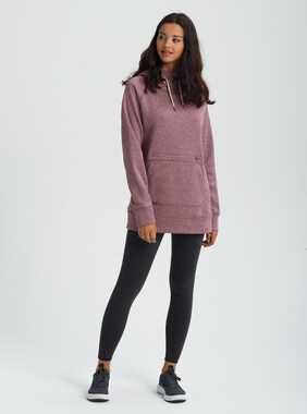 Women's Burton Oak Long Pullover Hoodie shown in Flint Heather