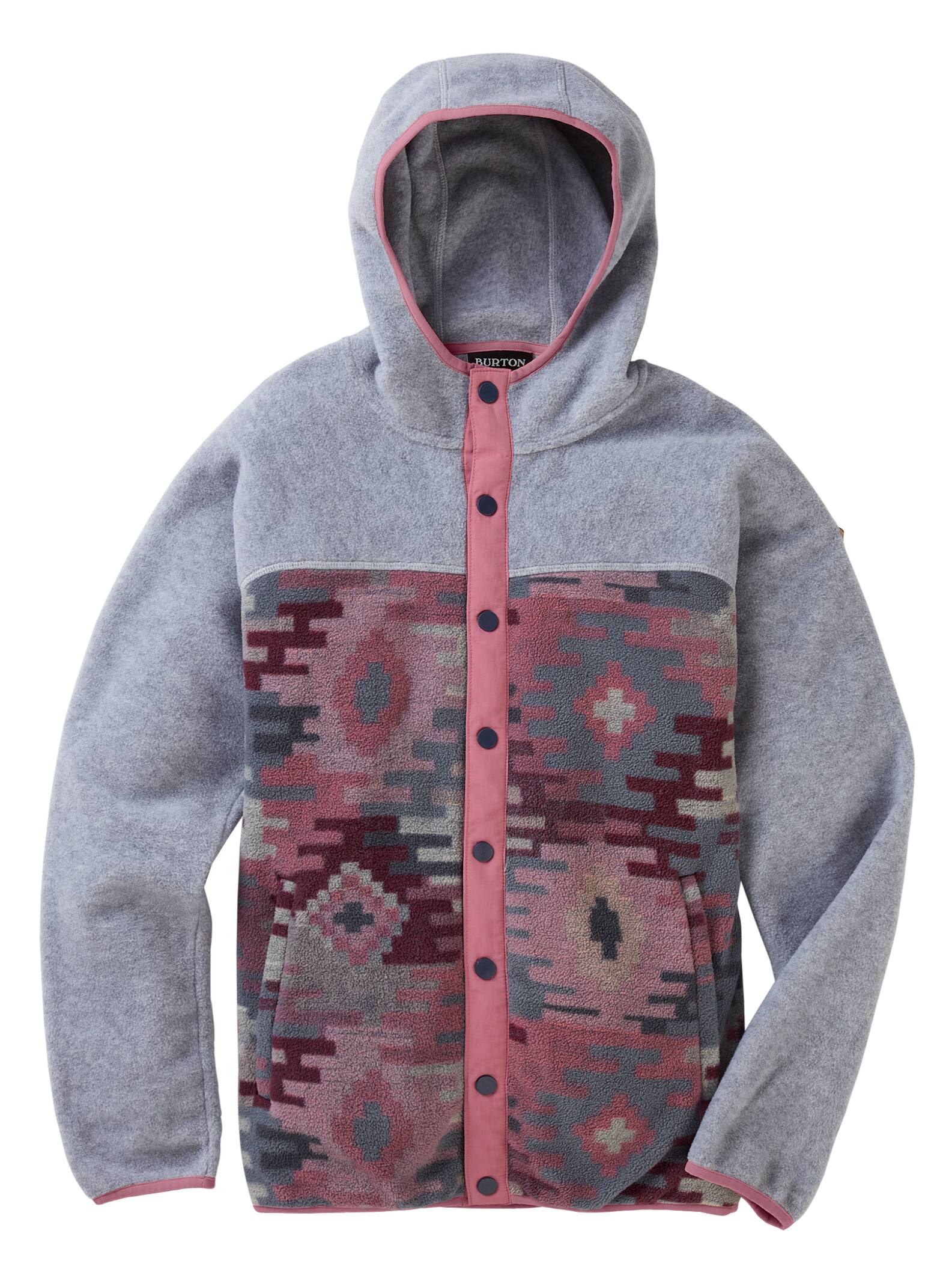 Burton Sweat à capuche à boutons pression Hearth femme, Gray Heather / Dark Slate Crooked Kilim, L