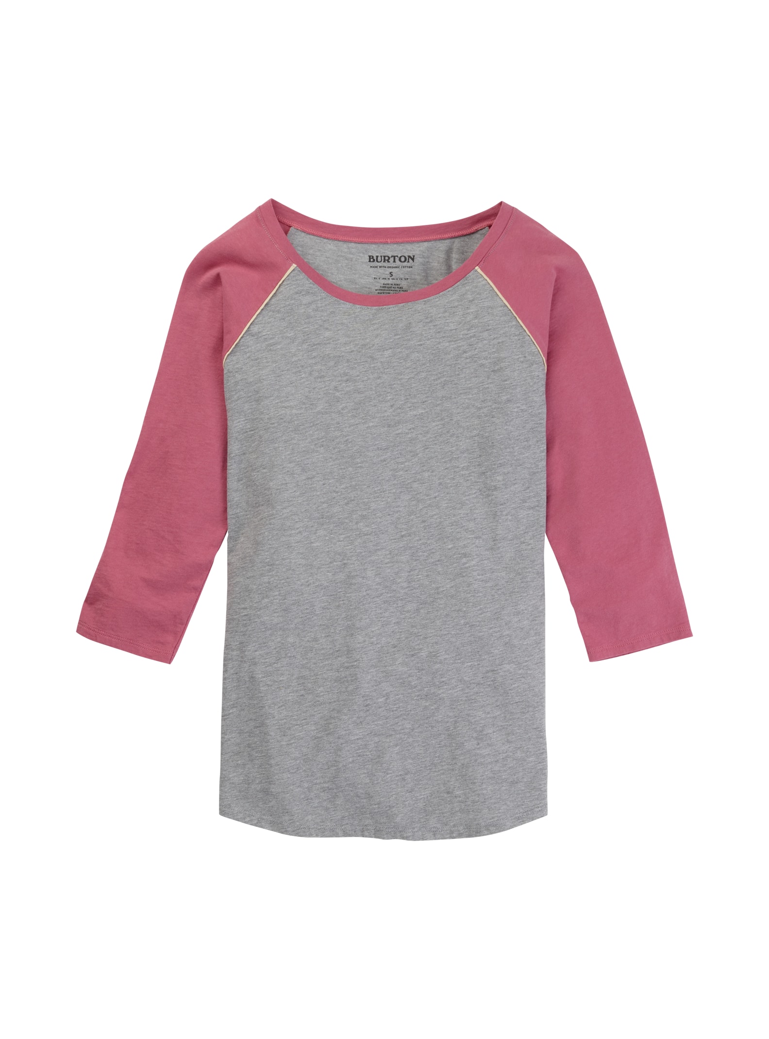 Burton - T-shirt à manches raglan Caratunk femme, Gray Heather / Rosebud, XL