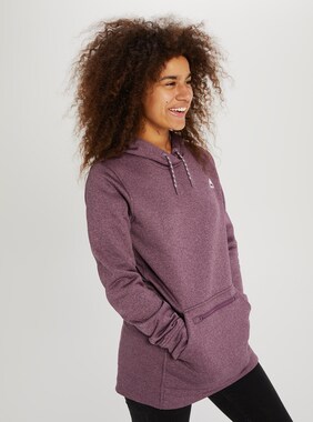 Women's Burton Oak Long Pullover Hoodie shown in Dusk Purple Heather