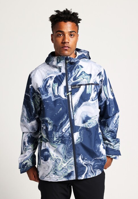 Blue Star Print Reflective Waterproof Puffer Jacket - Blue