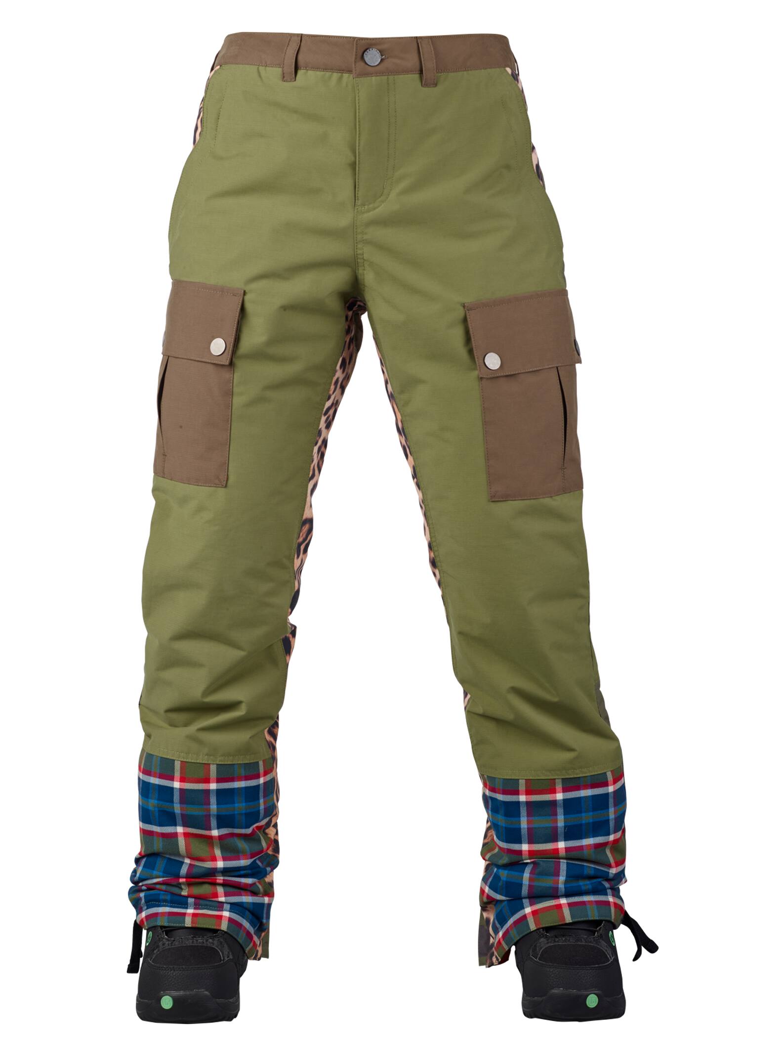 Burton L.A.M.B. x - Pantalon Lion Storm femme, Olivine / Riot Plaid / Woodland Camo, M