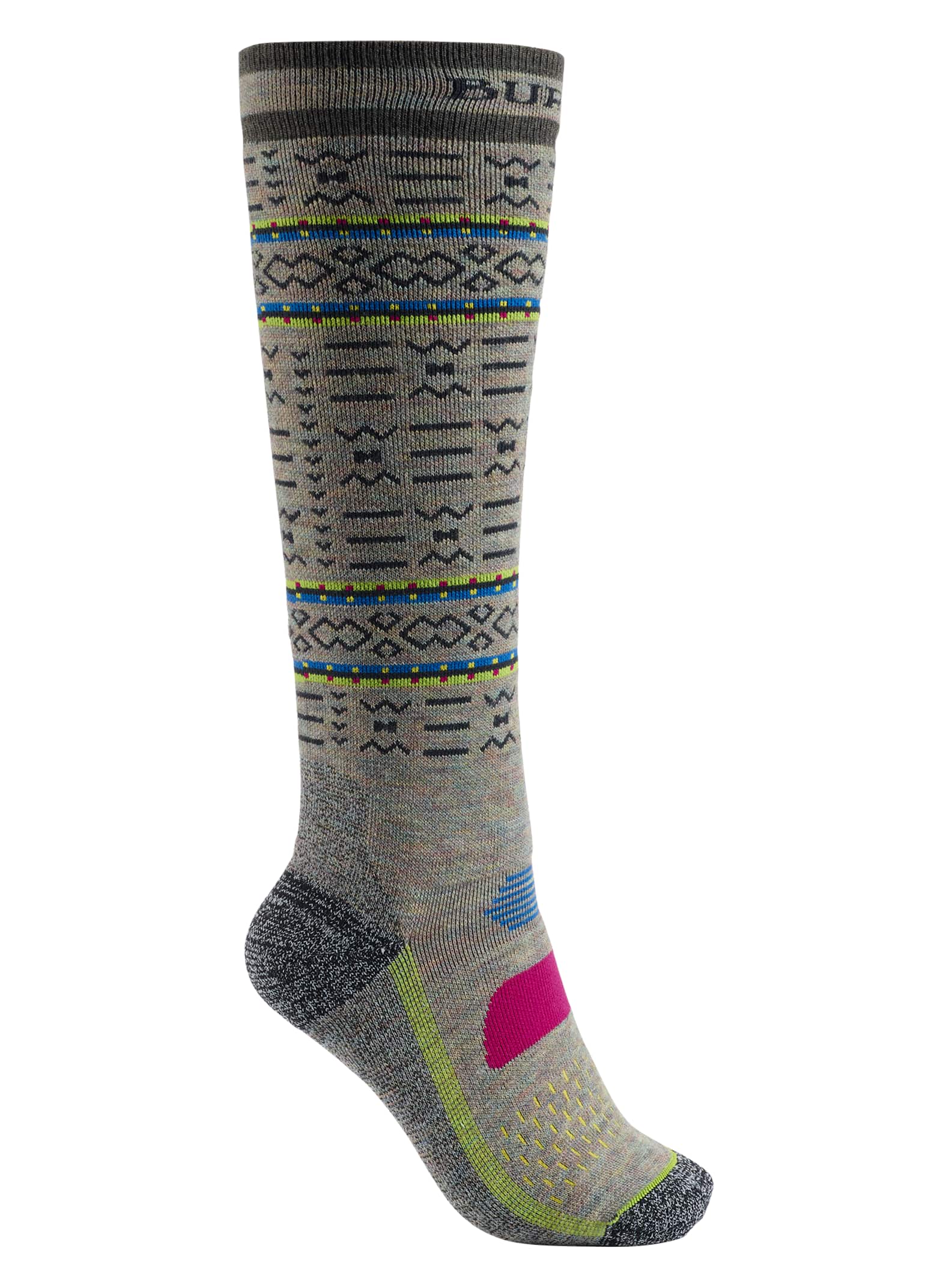 Burton Chaussettes de snowboard intermédiaires Performance femme, Oatmeal Heather, SM