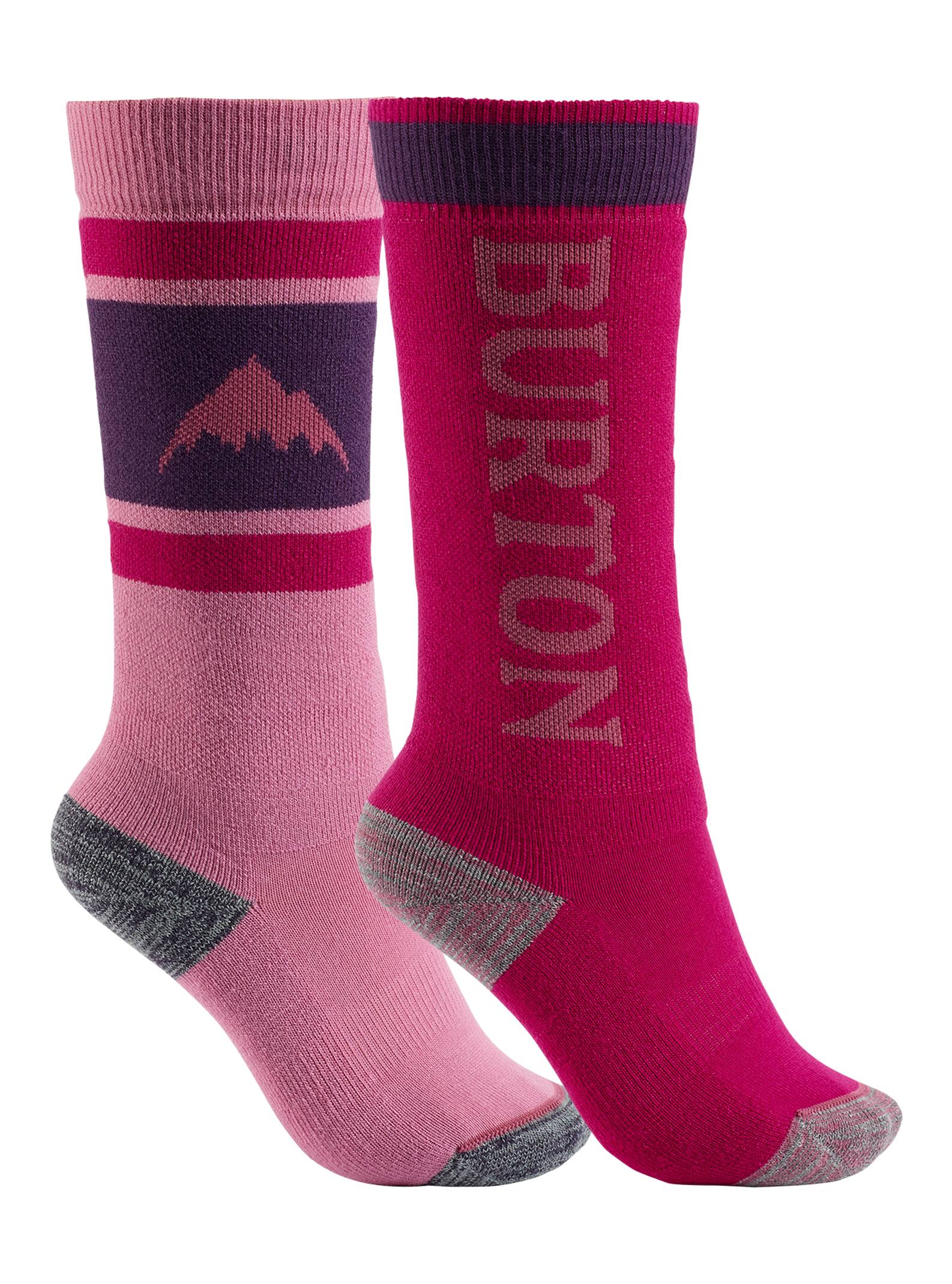 Burton - Lot de deux paires de chaussettes intermédiaires de snowboard Weekend enfant, Grapeseed, ML