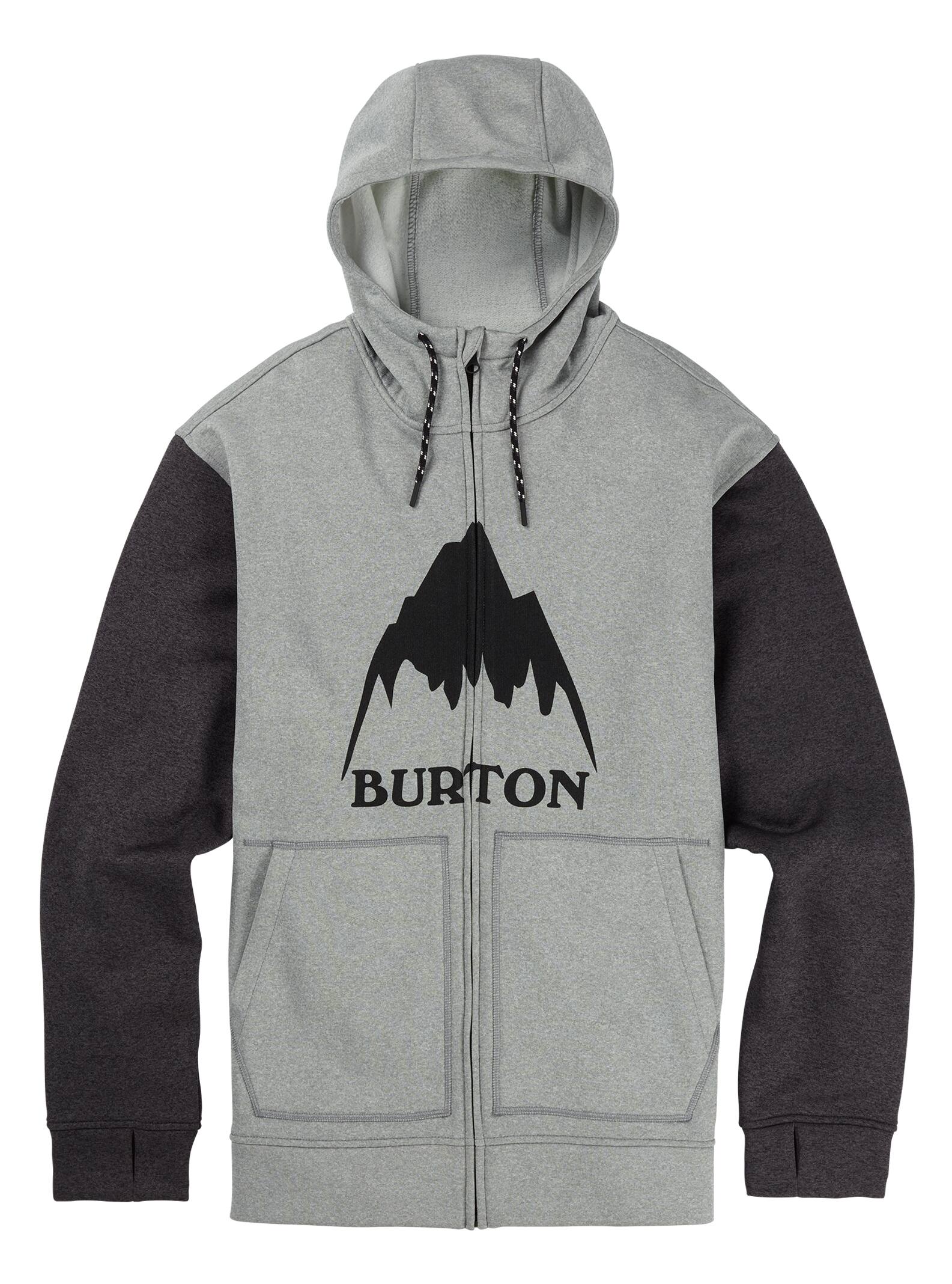 Burton – Sweat à capuche zippé Oak homme, Monument Heather / True Black Heather, L
