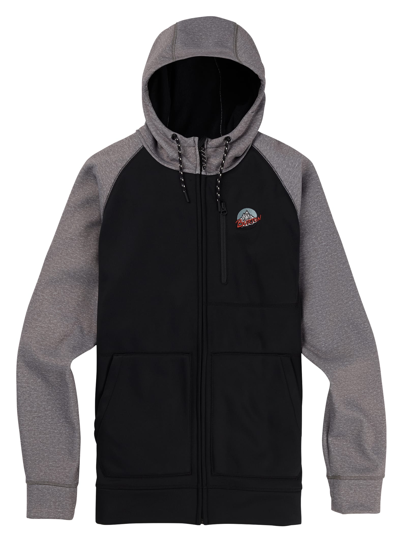 Burton - Sweat à capuche zippé à coutures collées Crown homme, True Black / Mounument Heather Print,