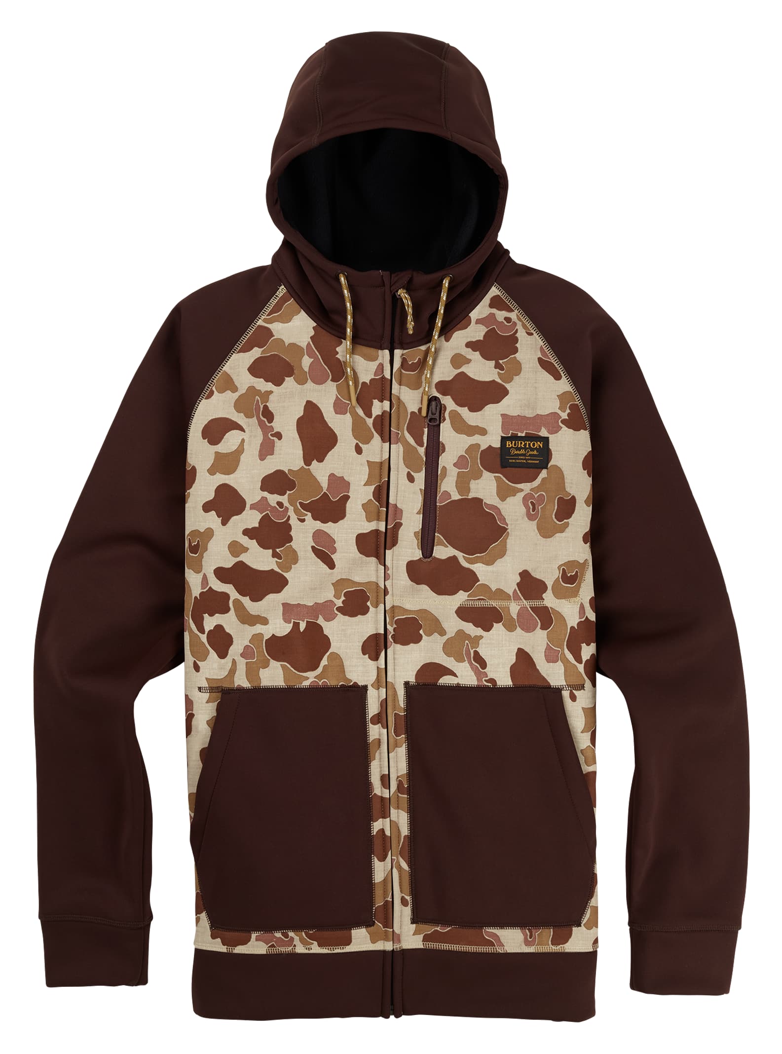 Burton - Sweat à capuche zippé à coutures collées Crown homme, Desert Duck / Black Coffee, L