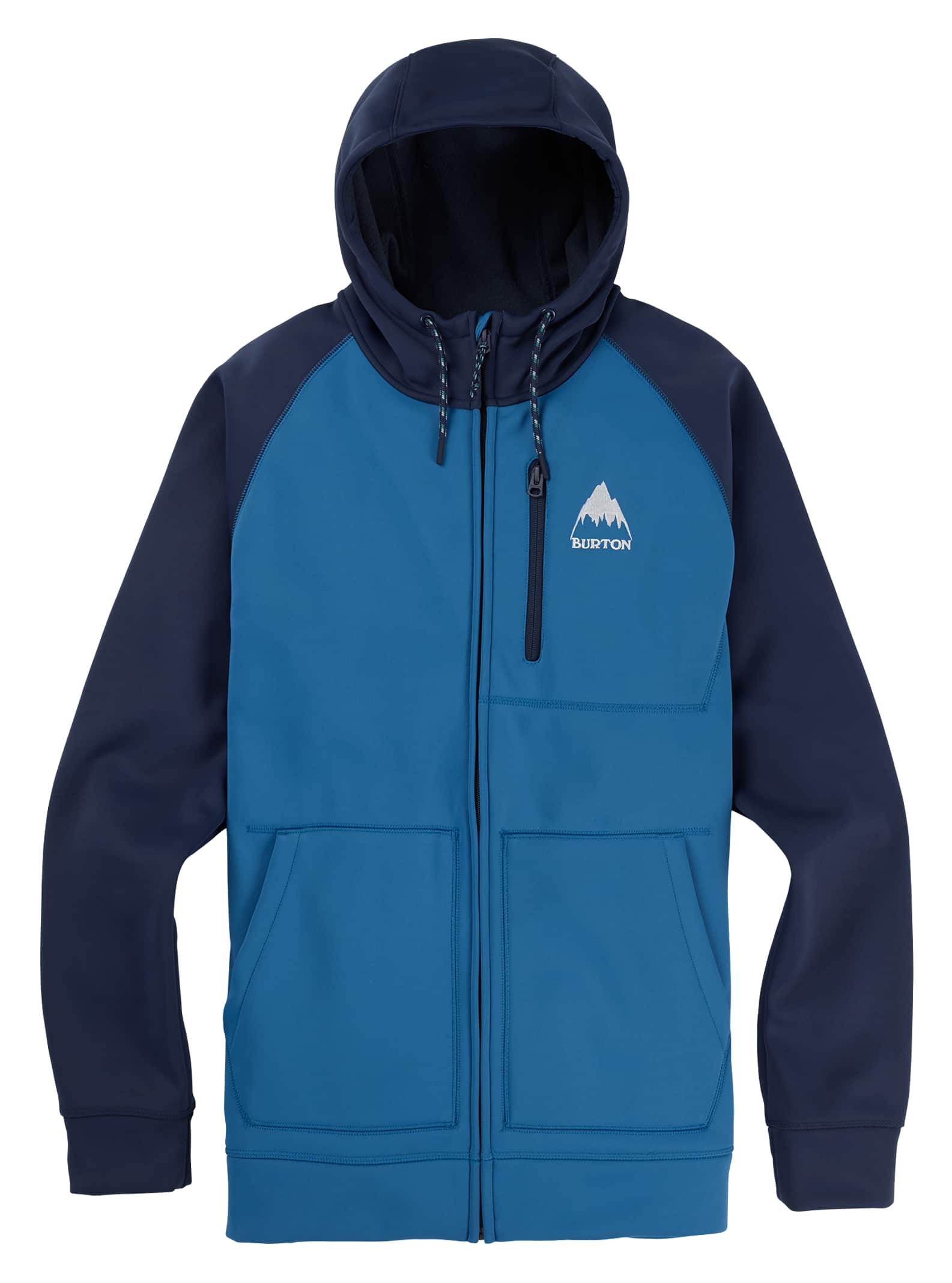 Burton - Sweat à capuche zippé à coutures collées Crown homme, Vallarta Blue / Mood Indigo, M