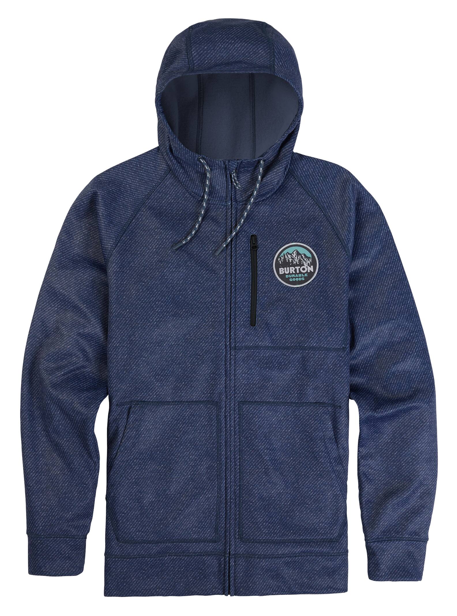 Burton - Sweat à capuche zippé à coutures collées Crown homme, Mood Indigo Twill, XXL