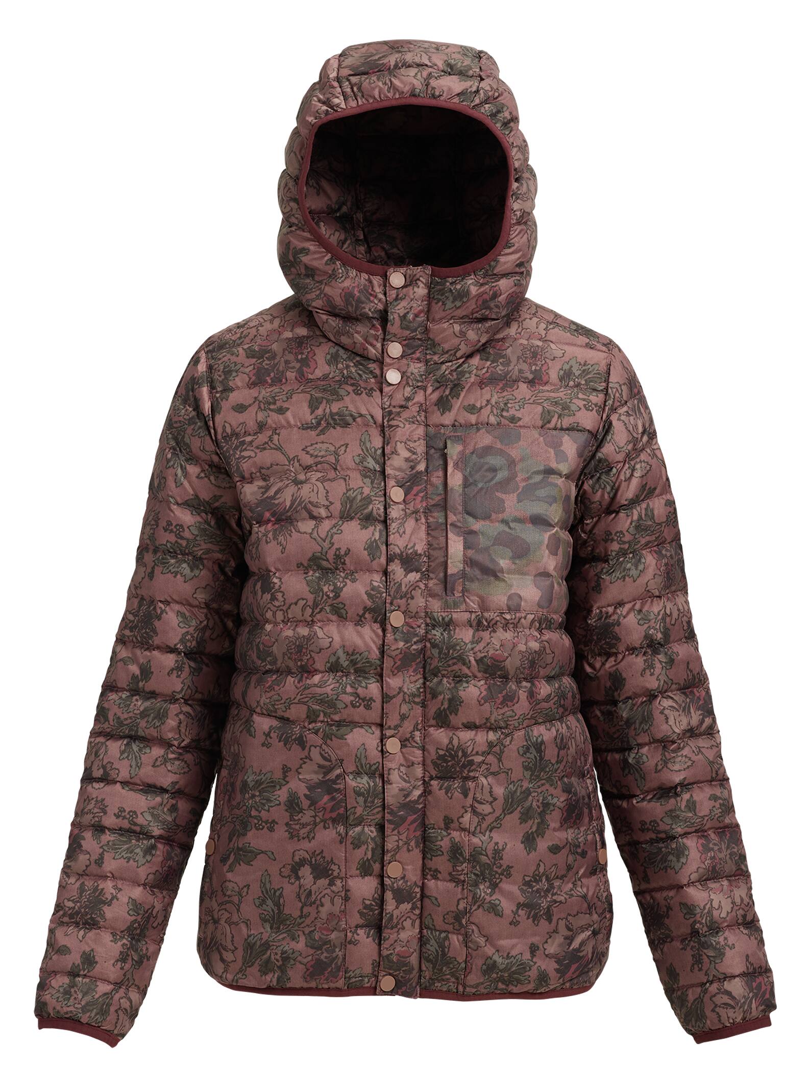 Burton - Veste en duvet avec capuche Evergreen femme, Floral Camo / Moss Camo, L