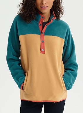 Women's Burton Hearth Fleece Pullover shown in Balsam / Camel