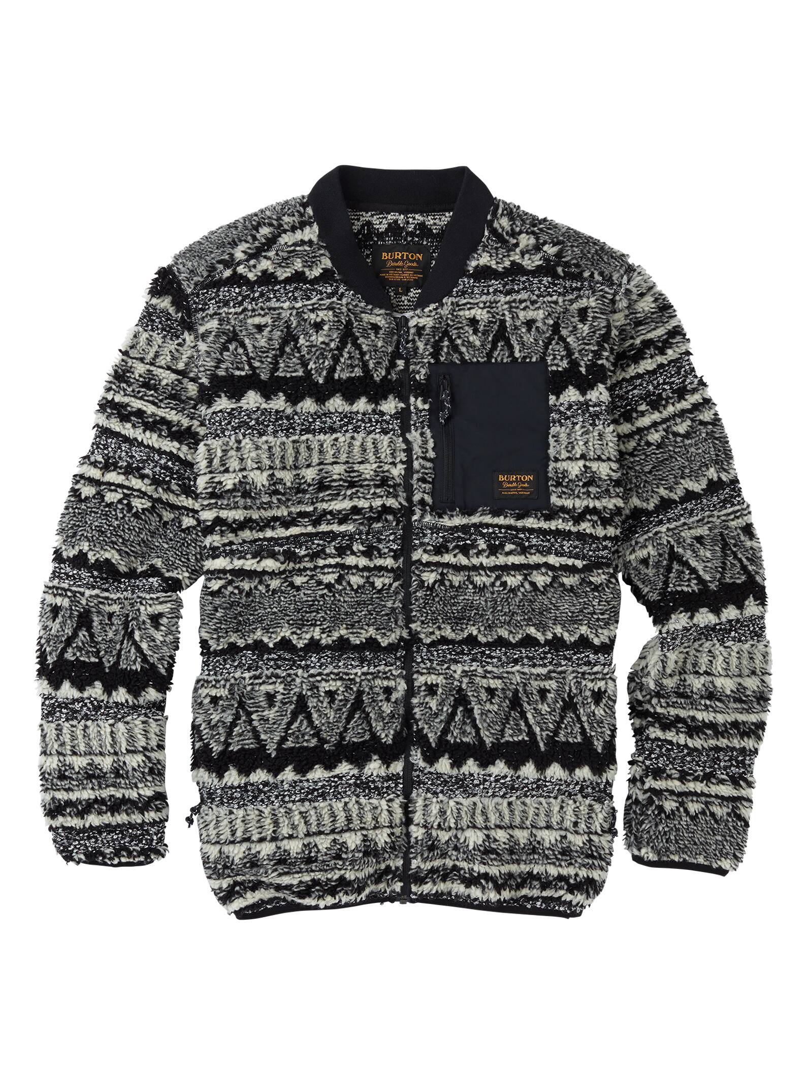 Burton – Polaire zippée Grove homme, True Black Jacquard, L