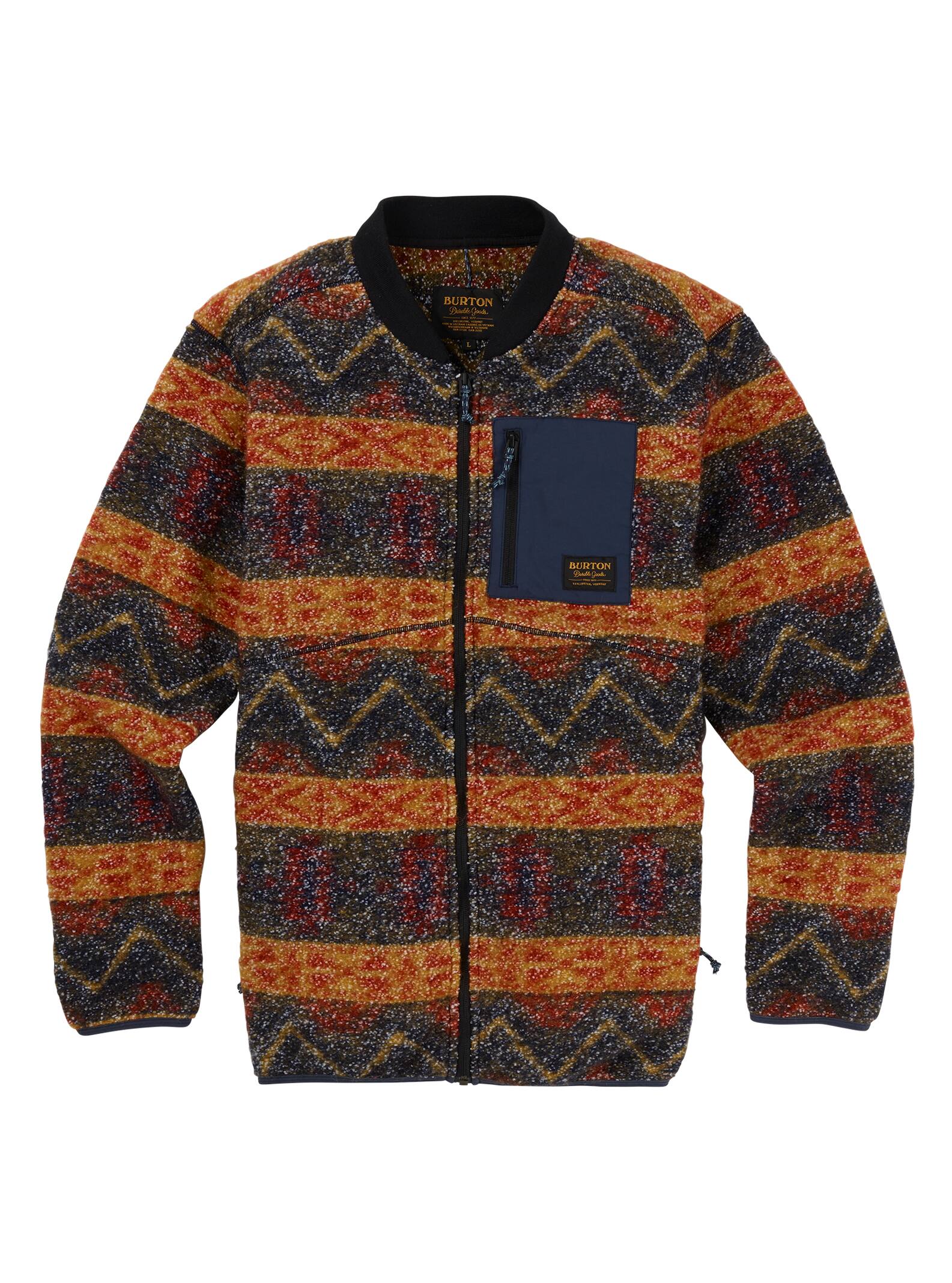 Burton – Polaire zippée Grove homme, Mood Indigo Jacquard Stripe, L