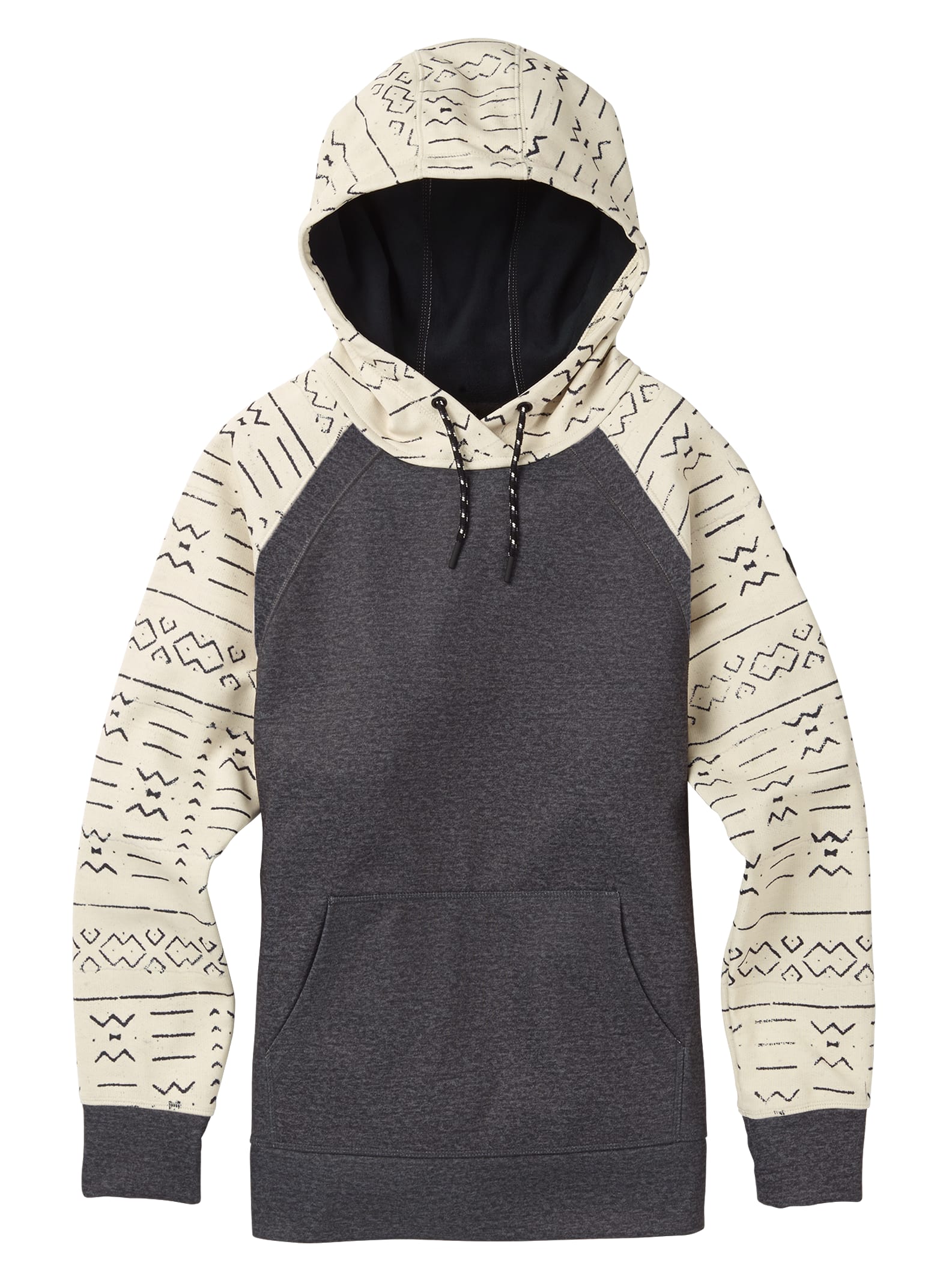 Burton - Sweat à capuche et coutures collées Crown femme, Canvas Bogolanfini / True Black Heather, L