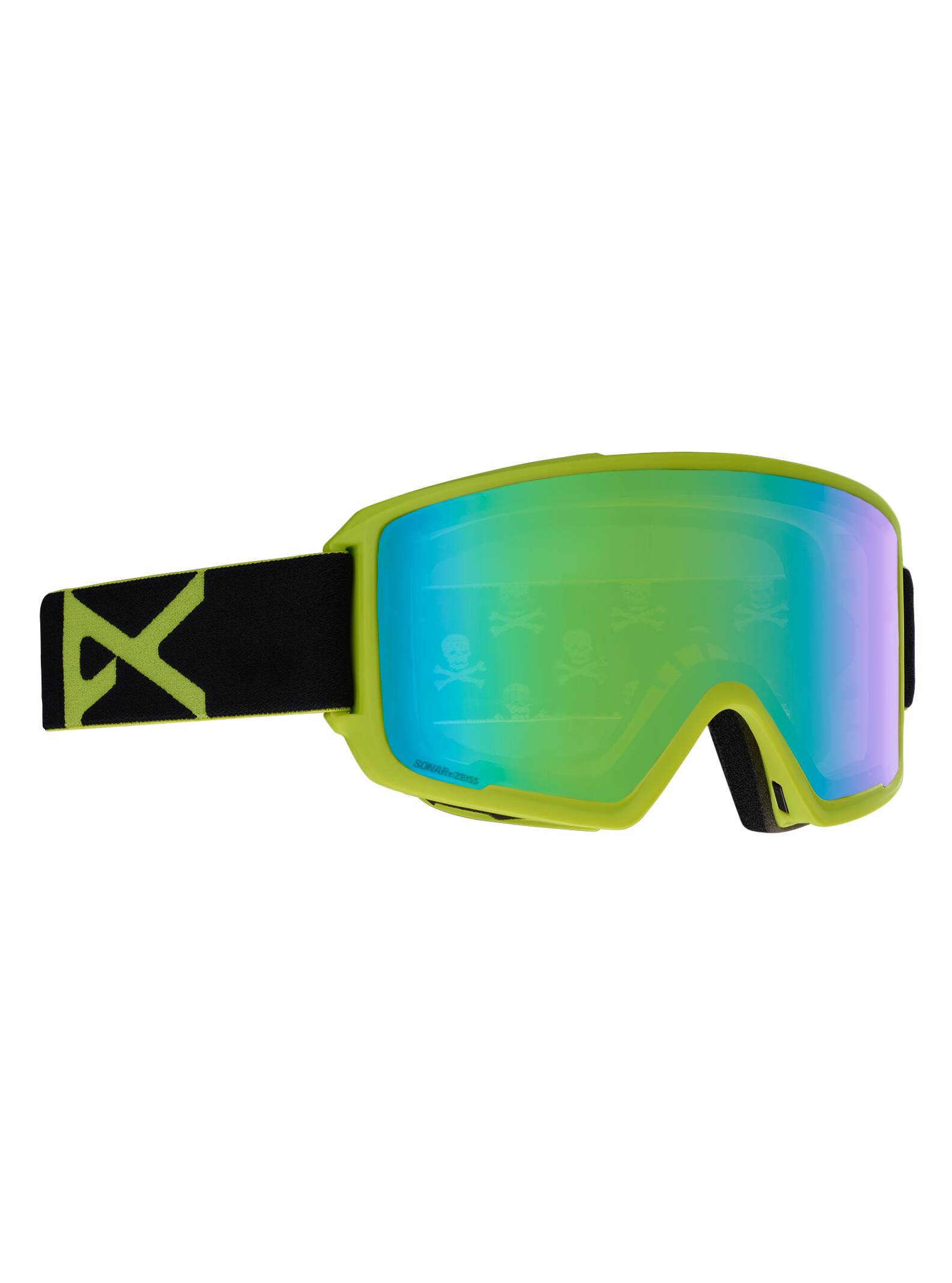 Anon - Masque M3 homme + écran de rechange, Frame: Black Green, Lens: SONAR Green by Zeiss, Spare Le