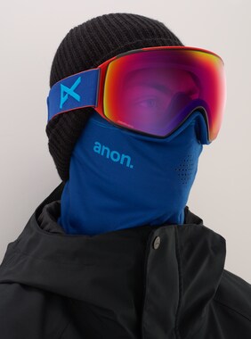 Men's Anon M4 Toric Goggle + Spare Lens + MFI Face Mask shown in Frame: Blue, Lens: SONAR Infrared Blue by Zeiss, Spare Lens: SONAR Infrared, MFI Face Mask Included: Black