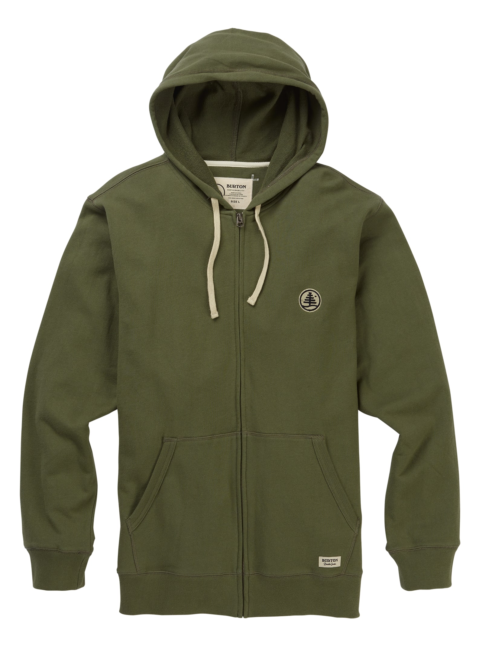 Burton - Sweat à capuche zippé Family Tree Organic homme, Dusty Olive, L