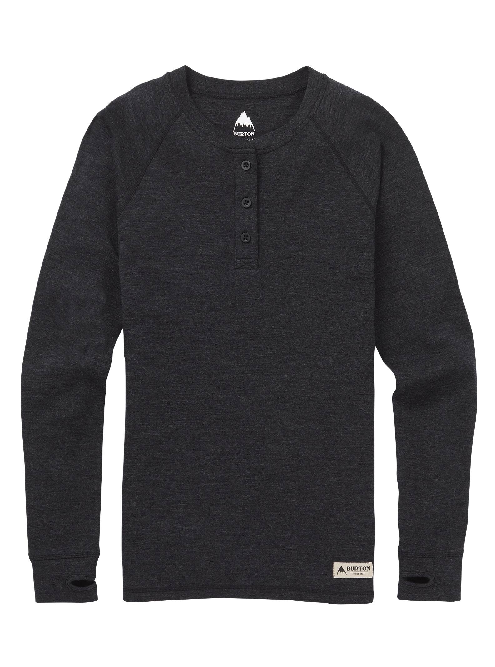 Burton - Col boutonné en laine mérinos intermédiaire femme, True Black Heather, L