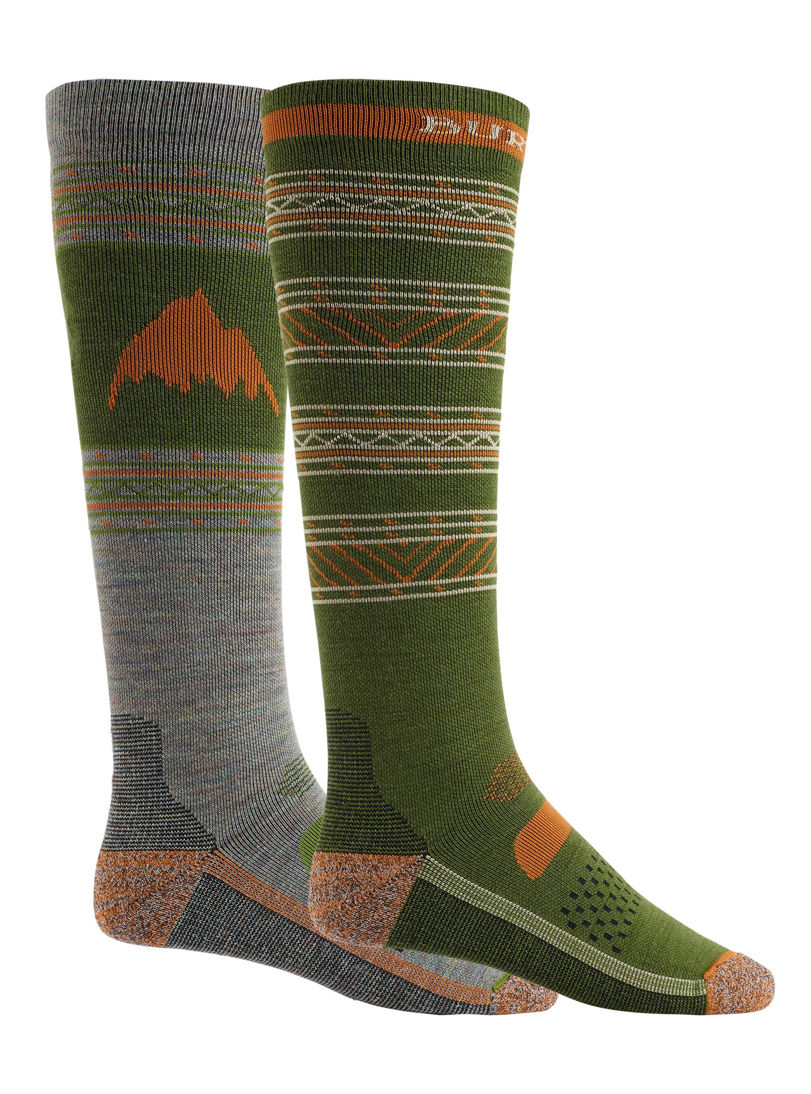 Burton - Lot de 2 paires de chaussettes performance légères de snowboard homme, Clover, L