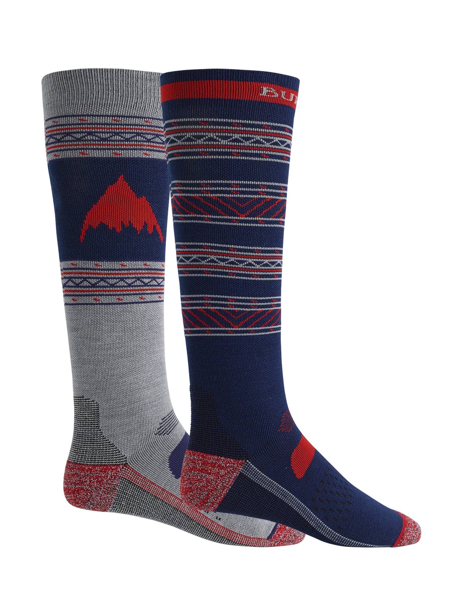 Burton - Lot de 2 paires de chaussettes performance légères de snowboard homme, Mood Indigo, S