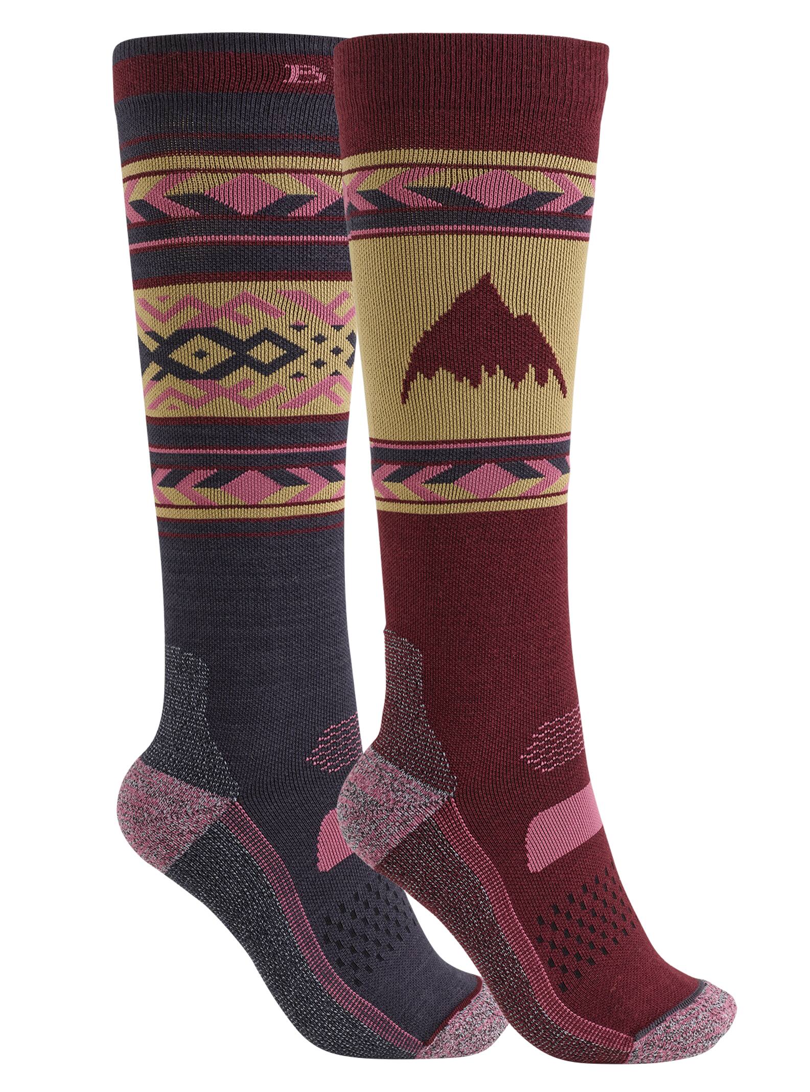 Burton - Lot de 2 paires de chaussettes performance légères de snowboard femme, Port Royal, SM