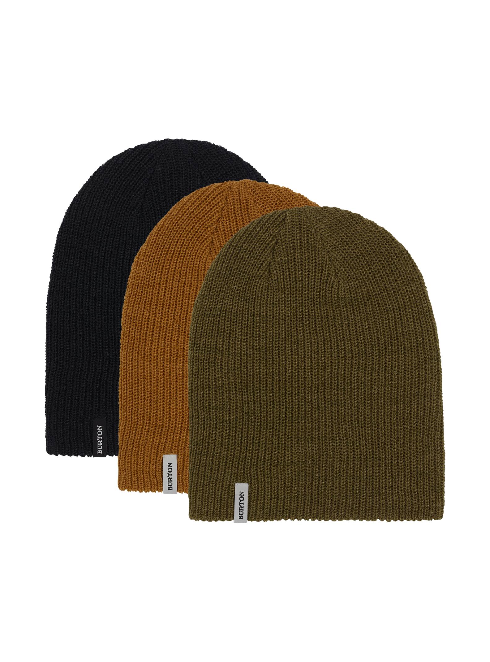 Burton – Lot de 3 bonnets DND, True Black / Martini Olive / Wood Thrush, 1SZ