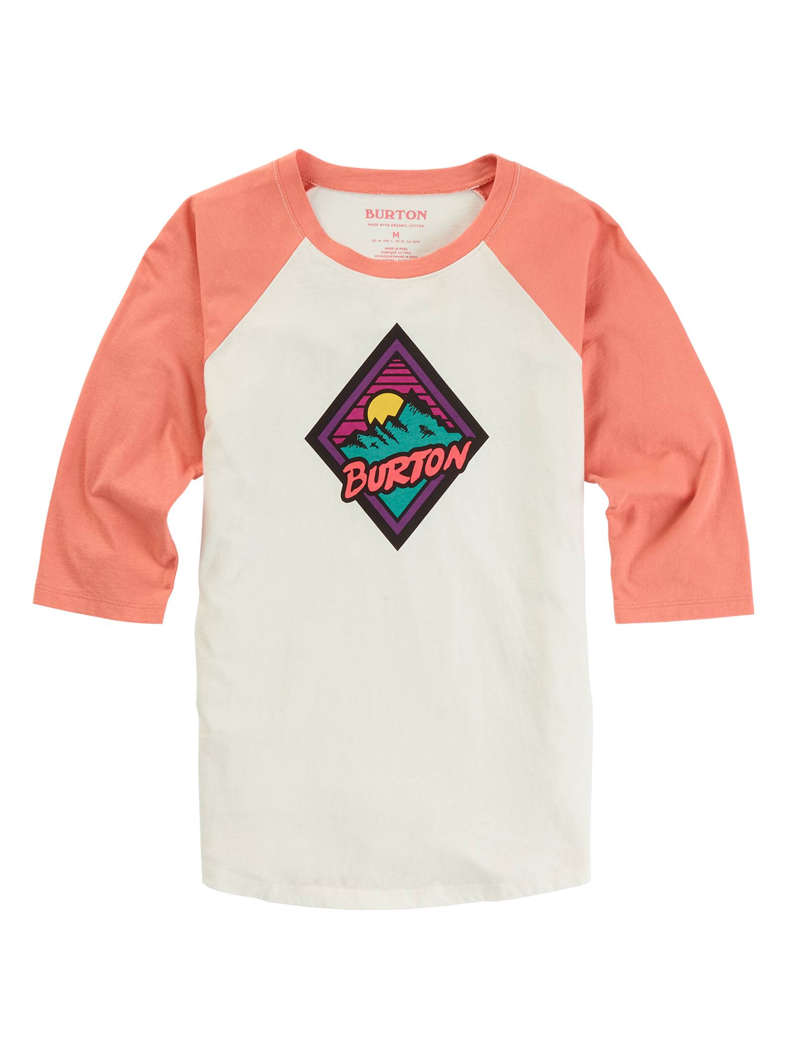 Burton T-Shirt raglan Ivorie fille, Stout White / Crabapple, L