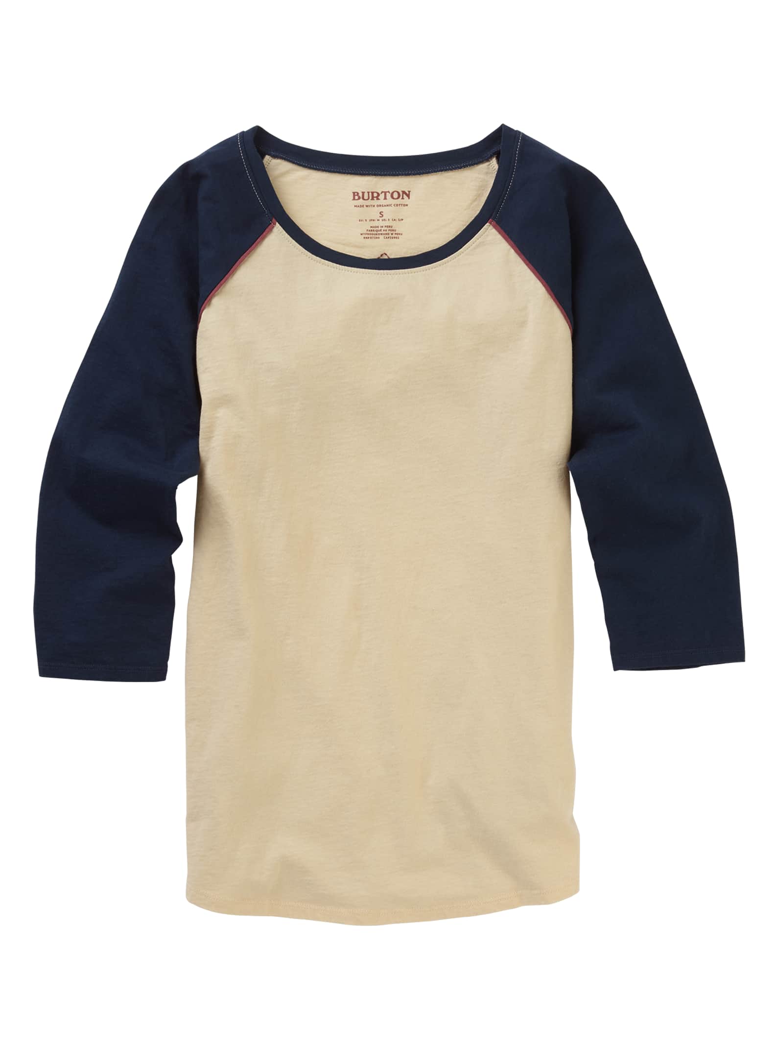 Burton - T-shirt à manches raglan Caratunk femme, Cr?me Br?l?e / Dress Blue, XL