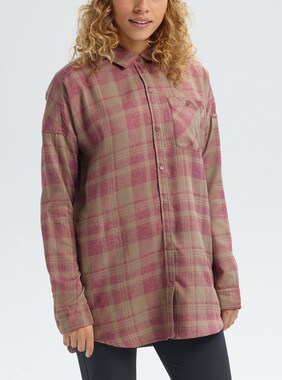 Women's Burton Teyla Flannel Long Sleeve T Shirt shown in Rose Brown Marcy Plaid