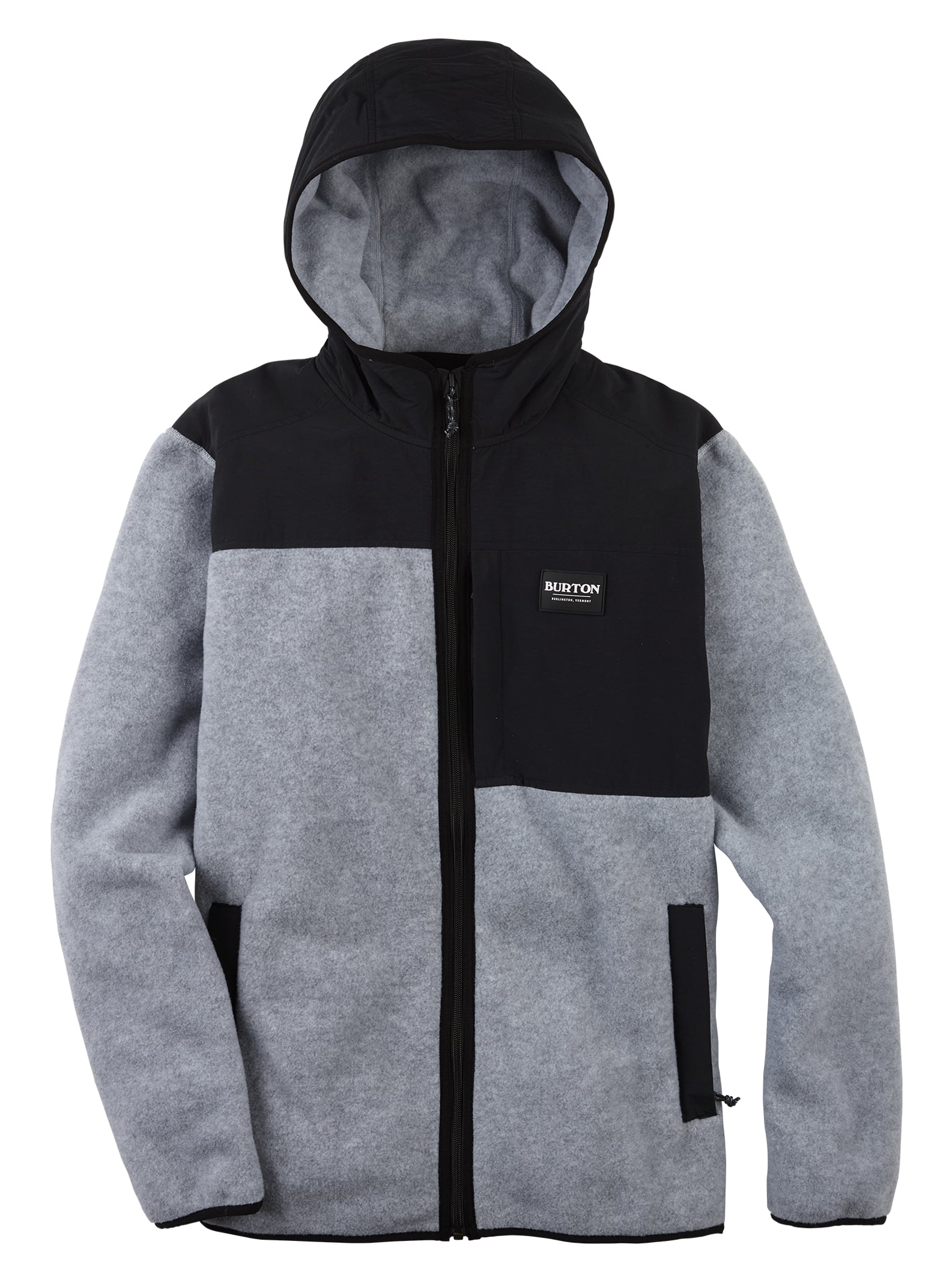 Burton - Polaire zippée à capuche Hearth homme, Gray Heather / True Black, S