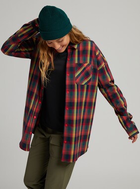Women's Burton Stretch Grace Performance Flannel shown in Hibiscus Pink Vista Plaid