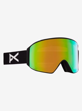 Anon M4 Goggles Cylindrical + Bonus Lens + MFI® Face Mask - Low Bridge Fit shown in Frame: Black, Lens: Perceive Variable Green (22% / S2), Spare Lens: Perceive Cloudy Pink (53% / S1)