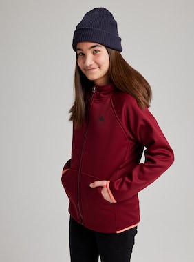 Kids' Burton Crown Weatherproof Full-Zip Sherpa Fleece shown in Mulled Berry