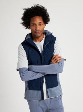 Men's Burton Light Phase Hybrid Fleece Vest shown in Dress Blue / Folkstone Gray
