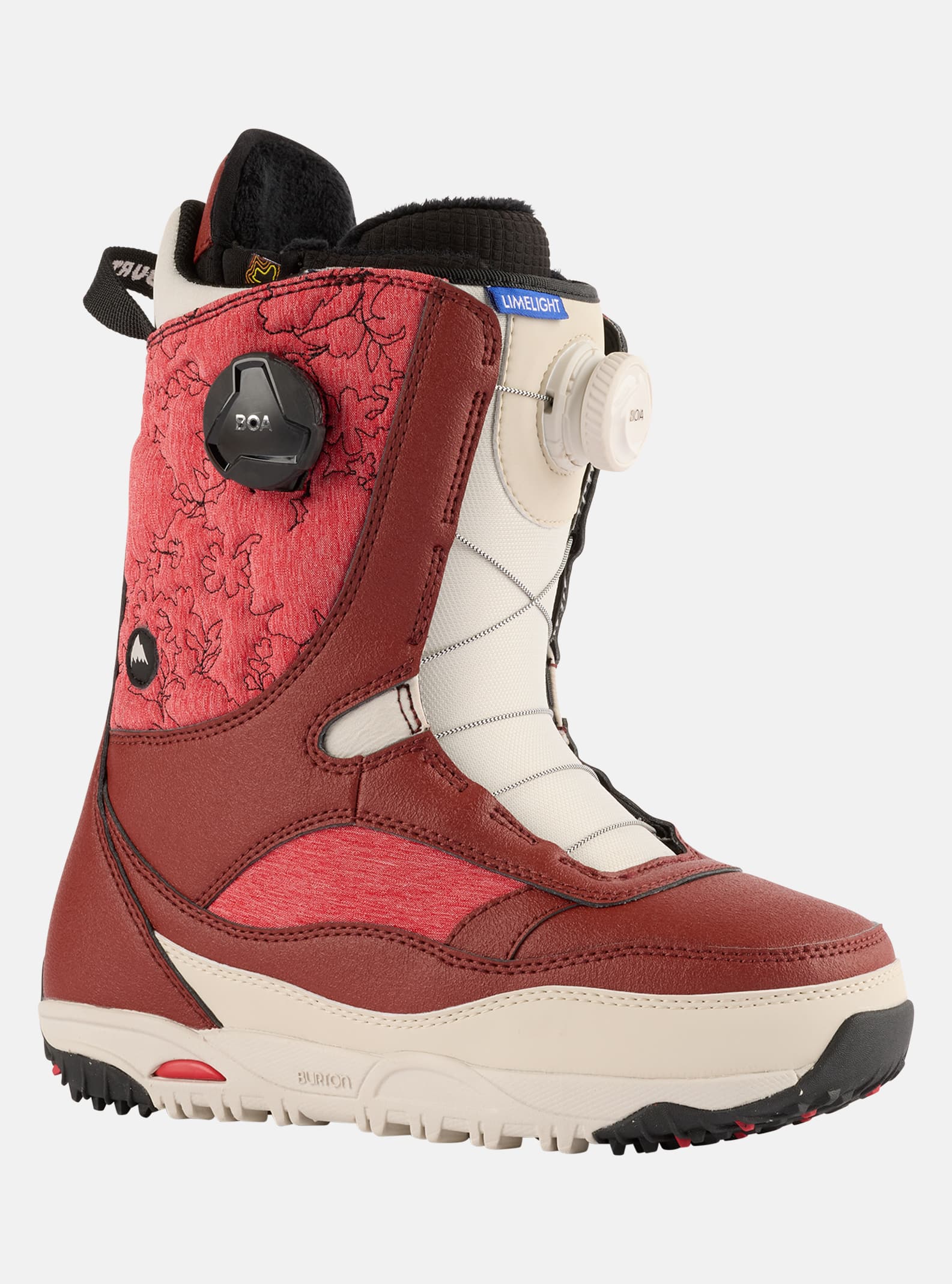 Burton - Boots de snowboard Limelight BOA® pour femme, Red / Stout White, 8.5