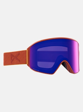 Anon M4 Low Bridge Fit Goggles (Cylindrical) + Bonus Lens + MFI® Face Mask shown in Frame: Amber, Lens: Perceive Sunny Red (14% / S3), Spare Lens: Perceive Cloudy Burst (59% / S1)