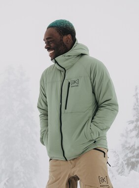 Men's Burton [ak] Helium Hooded Stretch Insulated Jacket shown in Hedge Green