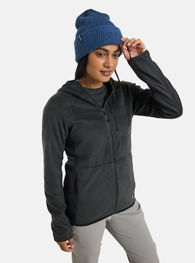 Women's Burton Stockrun Warmest Hooded Full-Zip Fleece shown in True Black