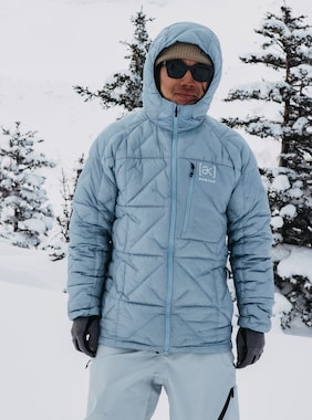 Men's Burton [ak] Baker Hooded Down Jacket shown in Dusty Blue