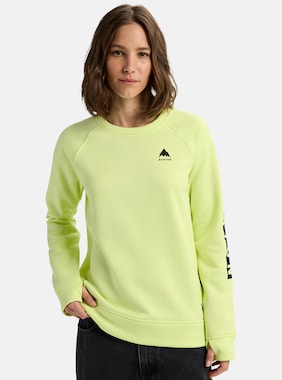Women's Burton Oak Crewneck Fleece shown in Glow Yellow Green Heather