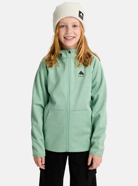Kids' Burton Crown Weatherproof Full-Zip Fleece shown in Soft Sage Heather