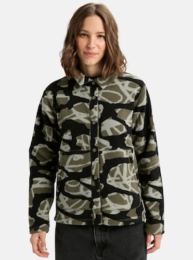 Women's Burton Cinder Fleece Snap Shirt shown in Graffiti Camo