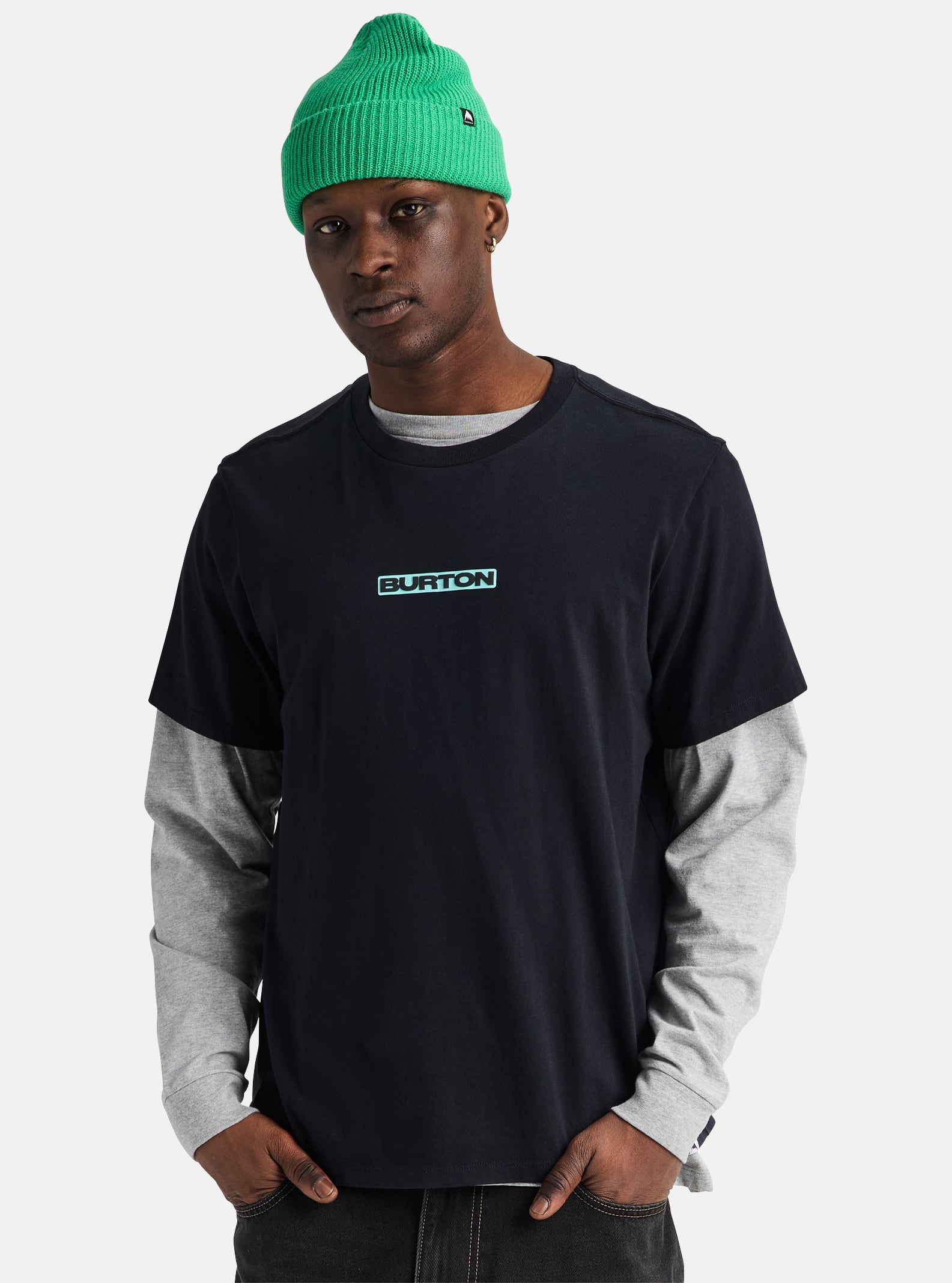 T-Shirt Uomo Burton Cliff Squindo Stack – 100% Cotone, Nero, Taglie Regolari